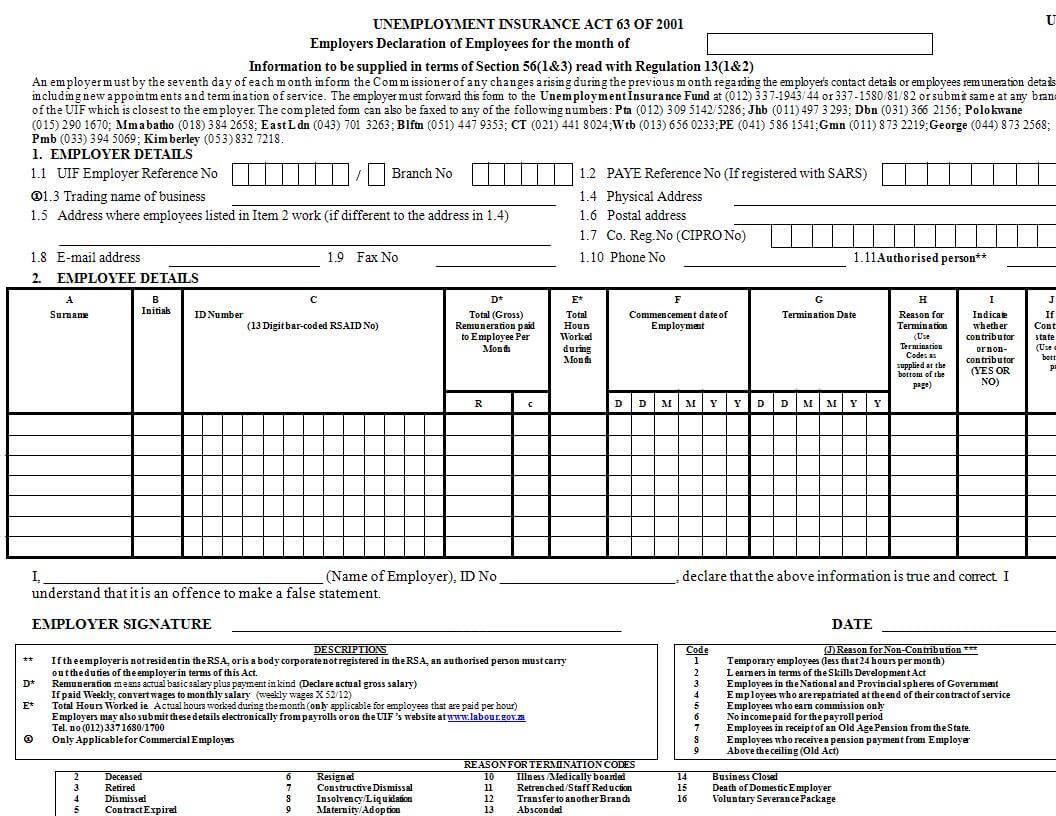 UIF Ui19 Form Full Details South Africa Insider